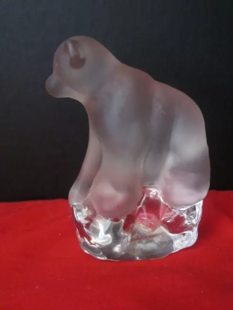 Vintage Polar Bear Block Crystal Paperweight Figurine By Nybro Sweden Frosted