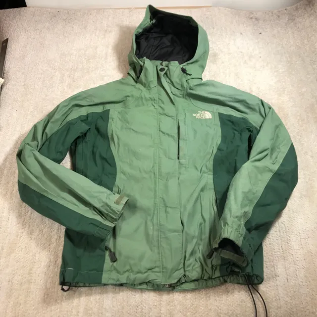 North Face Jacket Womens Small Full Zip Windbreaker Rain Coat Hyvent Green