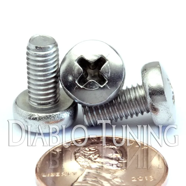M5 x 10mm - Qty 10 - Stainless Steel Phillips Pan Head Machine Screws DIN 7985 A