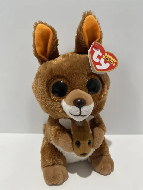 Ty Beanie Boo's KIPPER Kangaroo Baby 6"" animales de peluche brillantes con etiquetas