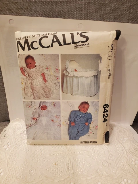 McCalls baby dress and bassinet skirt pattern, #6424, uncut