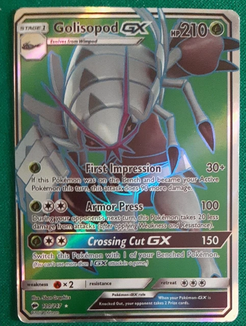 Golisopod GX HP210 129/147 POKEMON CARD 2017  ITA BUONE CONDIZIONI TESTO INGLESE