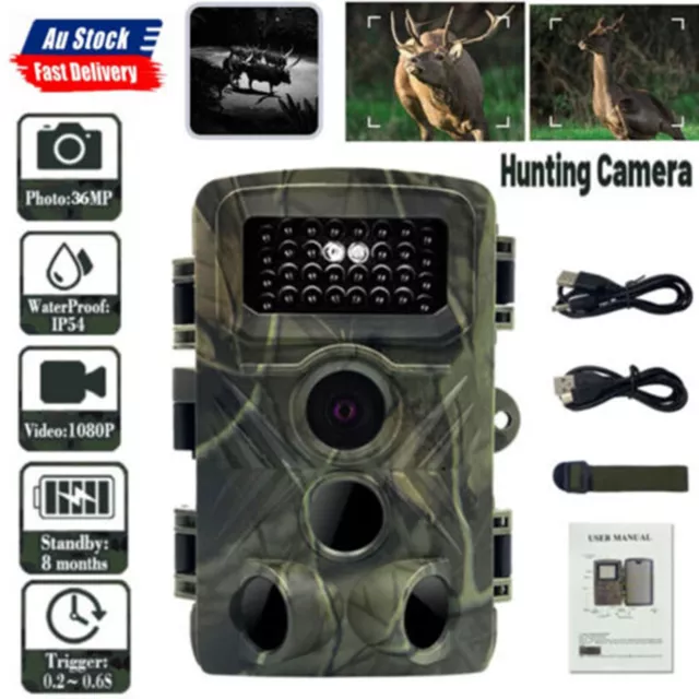 AU Trail Hunting Camera 36MP 4K Wildlife Game Night Vision Outdoor Security Cam