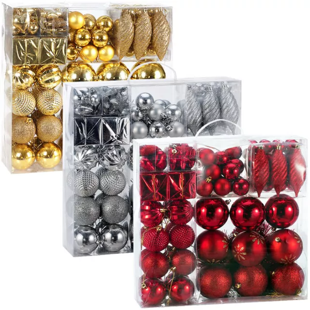 Lot de 103 boules de Noël Décorations pour sapin Ornements intérieur extérieur