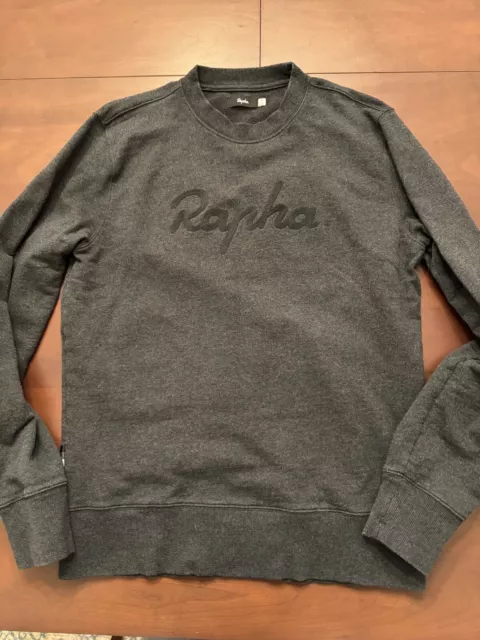 Rapha Sz M Medium Mens Logo Sweatshirt Crewneck Sweater Gray Long Sleeve Cotton