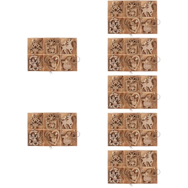 7x Navidad Escotes de Madera Hágalo Usted Mismo Artesanía Rebanadas de Madera