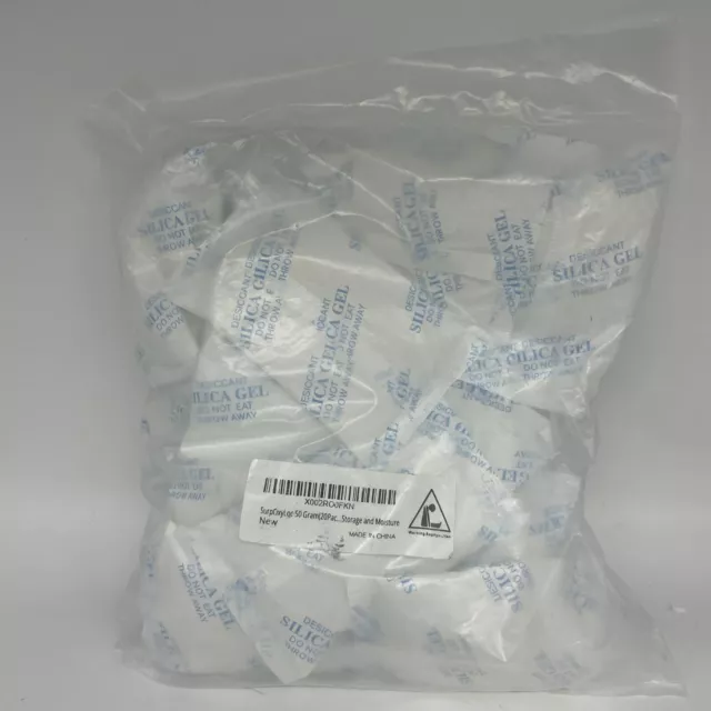 50 Gram 20 count Silica Gel Packets Food Grade Dessicant Packs Chloride Free 3