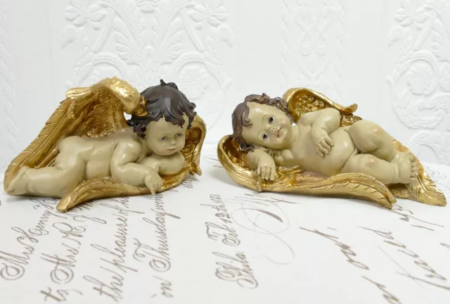 liegende Engel Engelfigur 2er Set Putte Putto Barockengel Engelsflügel Antik