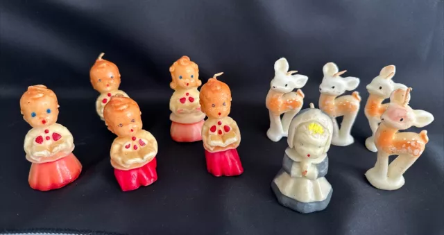 Vintage Holiday Novelty Candles Thanksgiving Christmas Gurley Lot Of 10