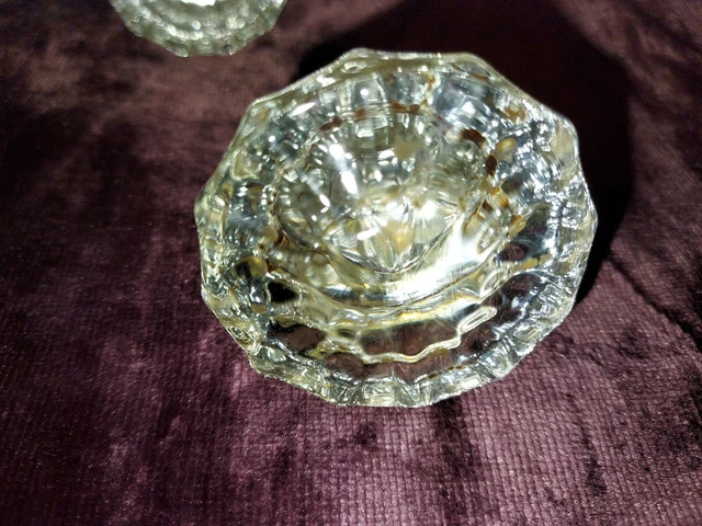 Qty 6  Antique Vintage dodecagon 12 Point Glass Brass Door Knob Salvage
