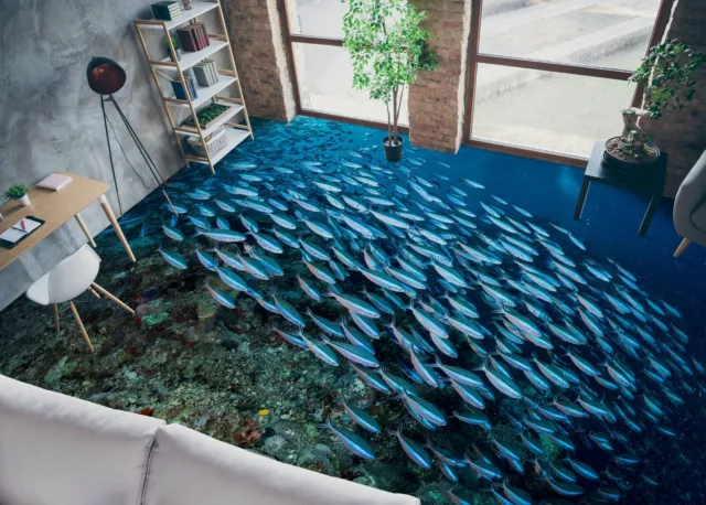 3D Blue Fish 8248NA Floor WallPaper Murals Wall Print 5D AJ WALLPAPER AU Fay