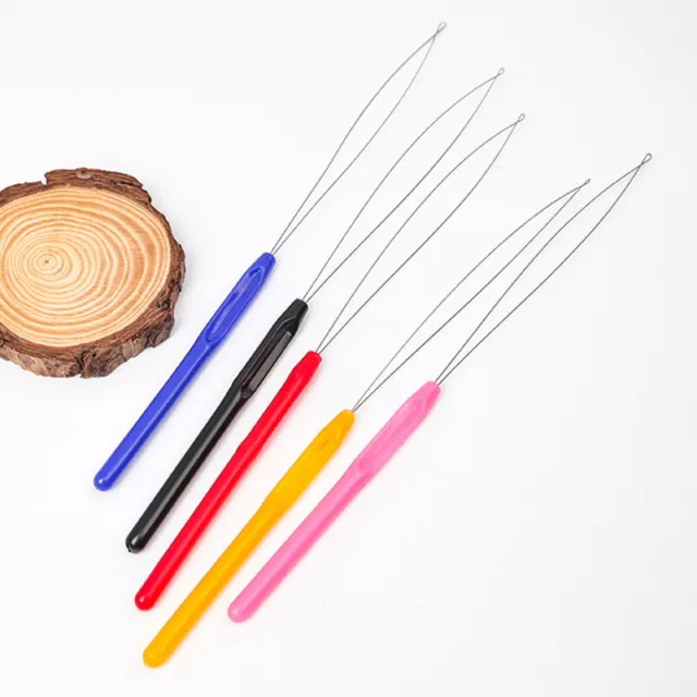 1PC Plastic Handle Hair Extension Hook Pulling Tool Needle Threader DIY Craft