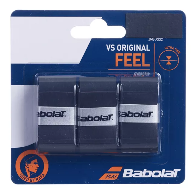 Babolat VS Grip Original Tennis Racket Overgrips - Pack of 3 - Black - 0.43mm