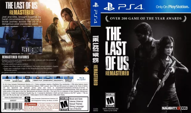 - The Last of Us Remastered PS4 Replacement Box Art Insert Inlay Cover only