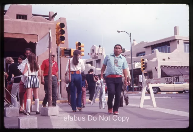 Orig 1971 SLIDE Street Scene w People Crossing Old Santa Fe Trail New Mexico NM