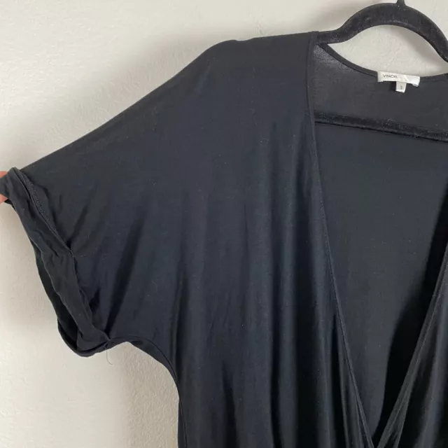 Vince Womens Size Small Black Stretch Surplice Top Short Sleeve Shirt Blouse 2