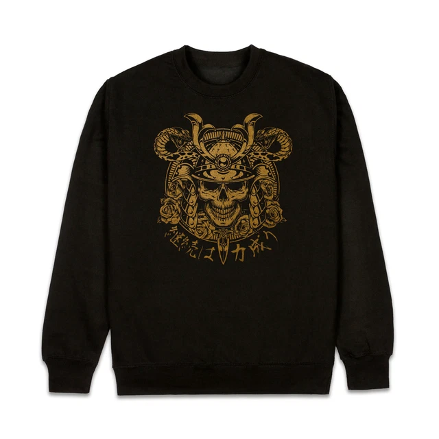 Felpa Samurai Giapponese Teschio Tatuaggio Anime Stampata Uomo Donna Maglione