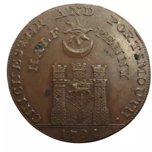 1794 Chichester & Portsmouth Halfpenny Token