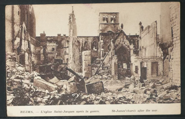 62-MILITARY WWI-FRANCE -REIMS -L'église Saint-Jacques aprés la guerre