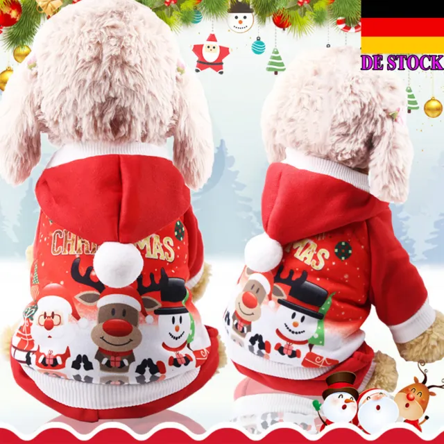 2XL Haustier Hund Weihnachten Kapuzenpullover Mantel Kleidung Jacke Kostüm Warm