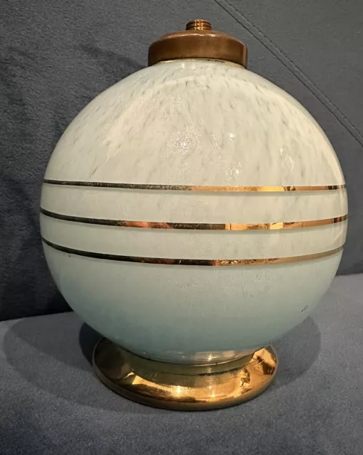 Ancien pied de lampe BOULE verre de CLICHY ? BLEUE & doré.