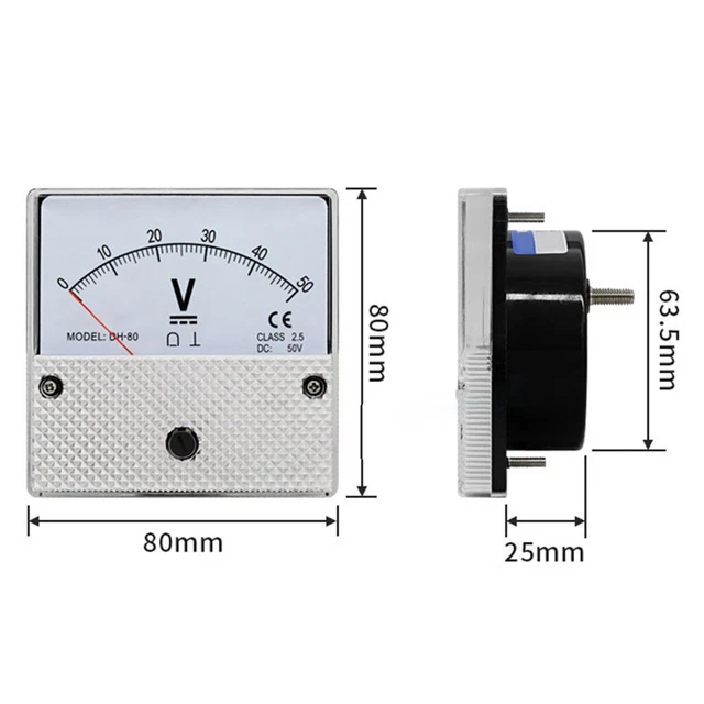 Voltmètre Analogique Cadran Rond DC 0-5V SO-45 - Instrument De Mesure Précis Noir