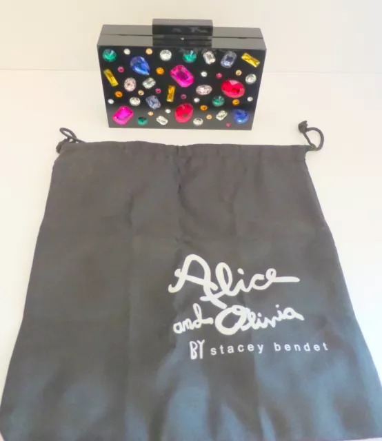 Alice+Olivia NWT Black Resin Colorful Jeweled Convertible Clutch Bag Purse $495 2