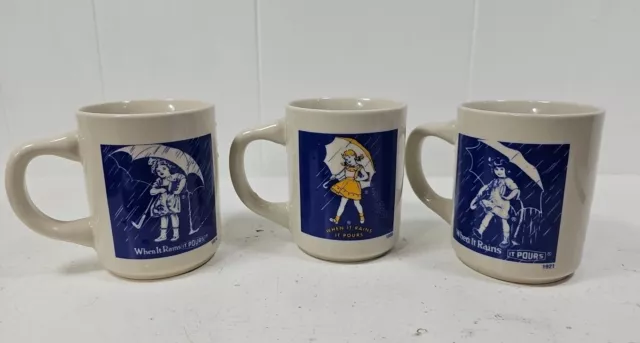 Vintage Morton Salt 150 years commemorative ceramic coffee mug set 3