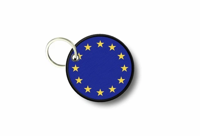 Porte-clés Brodé Patch Drapeau Européen - Multicouleur - Neuf Avec étiquettes - Fabriqué En France