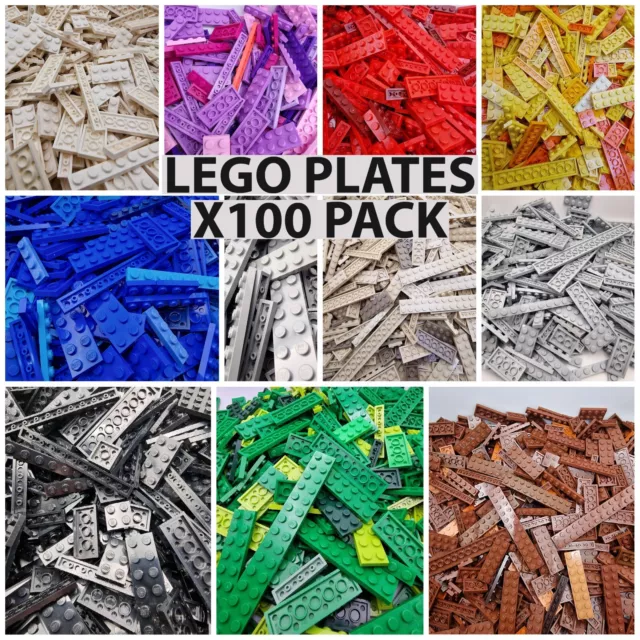 LEGO Plates x100 Pack Bundle LOT select your Colour Random Sizes Flat Bricks