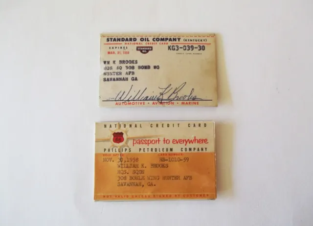 2 Vintage Gas Credit Charge Cards Standard Oil Phillips 66 w/ Metal Charge Plate