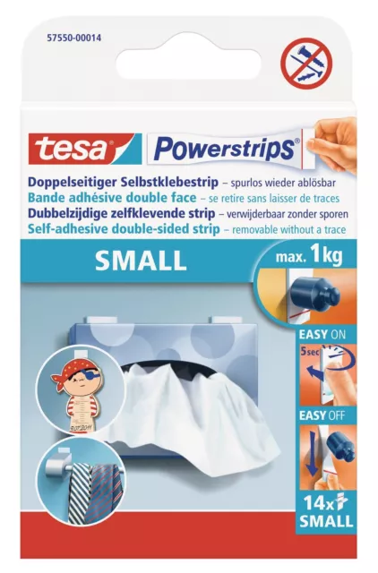 tesa Powerstrips Klebestrips selbstklebend für Poster & Deko, 14 Strips Small