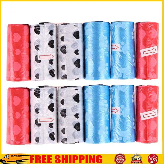 12 rollos estampados para perro gato bolsa de caca bolsas de basura para mascotas perros recogida de residuos bolsas limpias