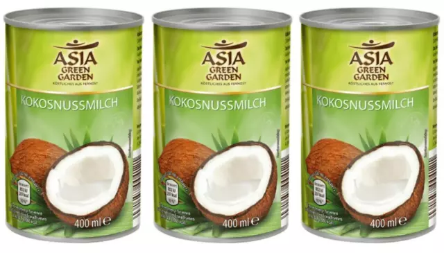 3 x 400 ml ASIA GREEN GARDEN latte di cocco classico tailandese latte di cocco