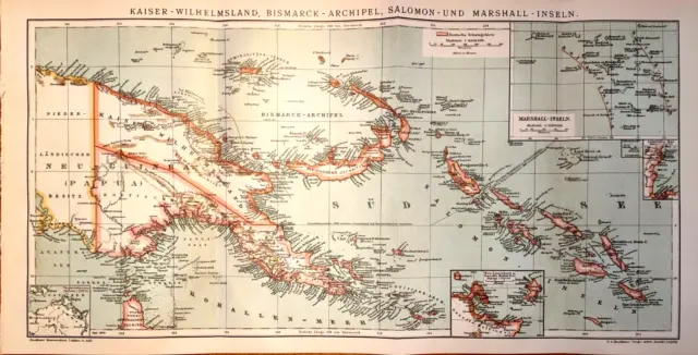 Kaiser-Wilhelms-Land +historische Landkarte 1902+ Bismarck-Archipel, Salomonen