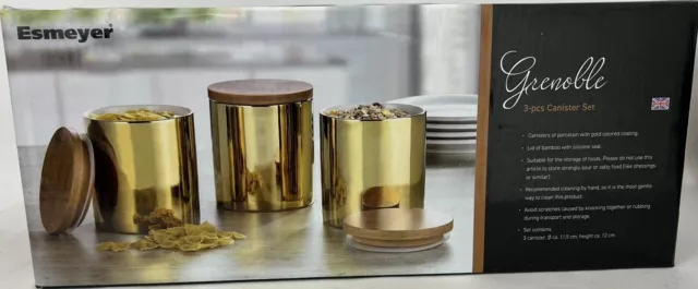 ESMEYER GRENOBLE 3-TLG. Vorratsdosen Set aus Porzellan Goldfarbende  beschichtung EUR 17,95 - PicClick DE