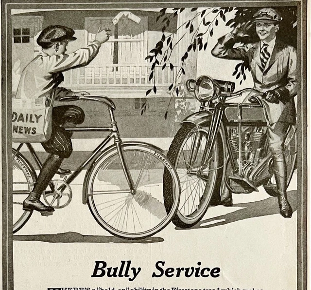 1916 Firestone Bully Service Bicycle Tires Advertisement Akron Ohio DWMYC3