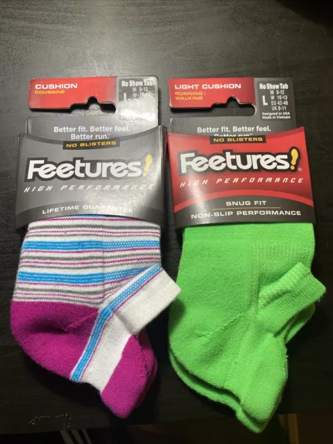 Feetures High Performance Socks.  Two Pairs, Both Large.