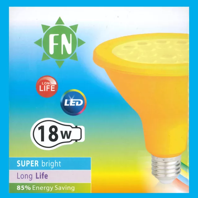 18W PAR38 Yellow Coloured LED Flood Reflector ES E27 Light Bulb Lamp