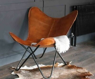 Handmade Vintage White Leather Butterfly Chair Relax Arm Chair Replacement Cover