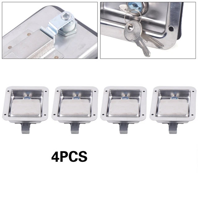 4× Trailer Paddle Door Latch Handle Stainless Steel RV Truck Tool Box Lock & Key