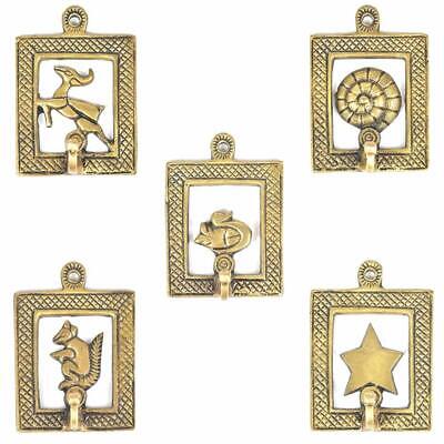 Handmade 5 Golden Framed Design Brass Wall Hanging Keys Hat with Srew & Anchor