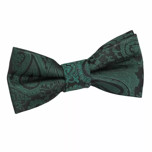 Cravatta con fiocco verde smeraldo ragazzi tessuto paisley floreale matrimonio pre-legata di DQT