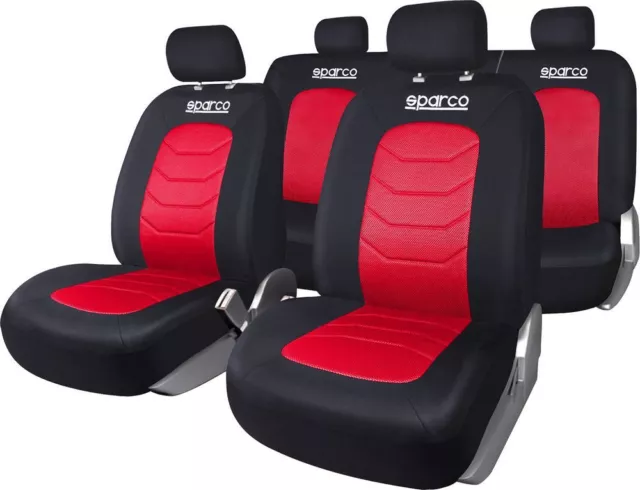 Set completo SPC1019 di coprisedili universali auto nero/rosso righe