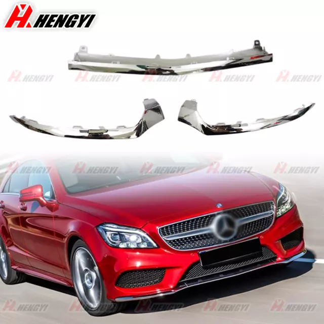 Pour Mercedes Benz W218 CLS 2015-2018 Chrom Spoiler Avant Lèvre Pare-Chocs