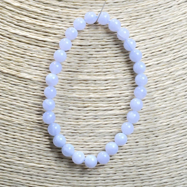 Bracelet - Agate Blue Lace - perles 6 mm - Mozambique