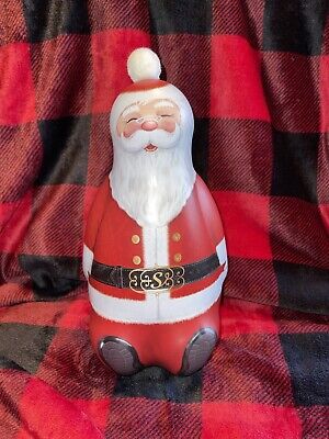 Christmas Santa Claus Shaped Tin Storage Box Roly Poly The Silver Crane Co Empty