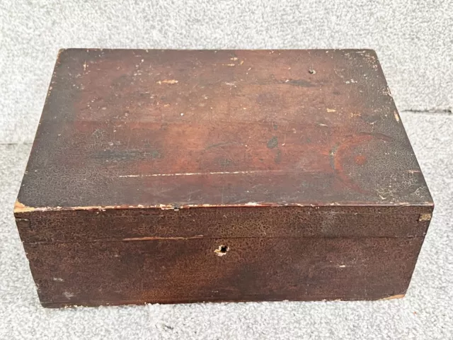 Vintage Antique Wooden Oak Box Treen Table Top / Jewellery