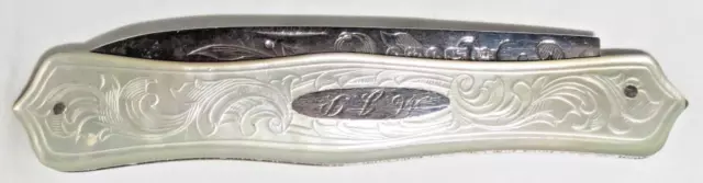 Mother of Pearl Sterling Silver Fruit Pocket Knife MH&Co Sheffield Eng Hallmark