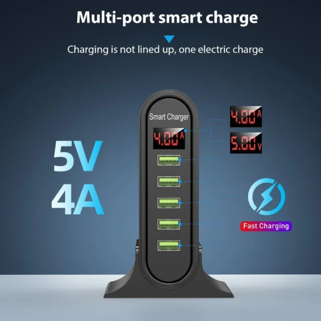 rapide Chargeur USB HUB Station de recharge Adaptateur de puissance Charge Dock